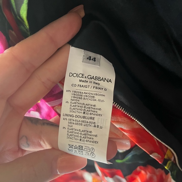 Dolce & Gabbana Floral-Printed Satin Mini Dress size 44 8 NEW long sleeve - Picture 13 of 13